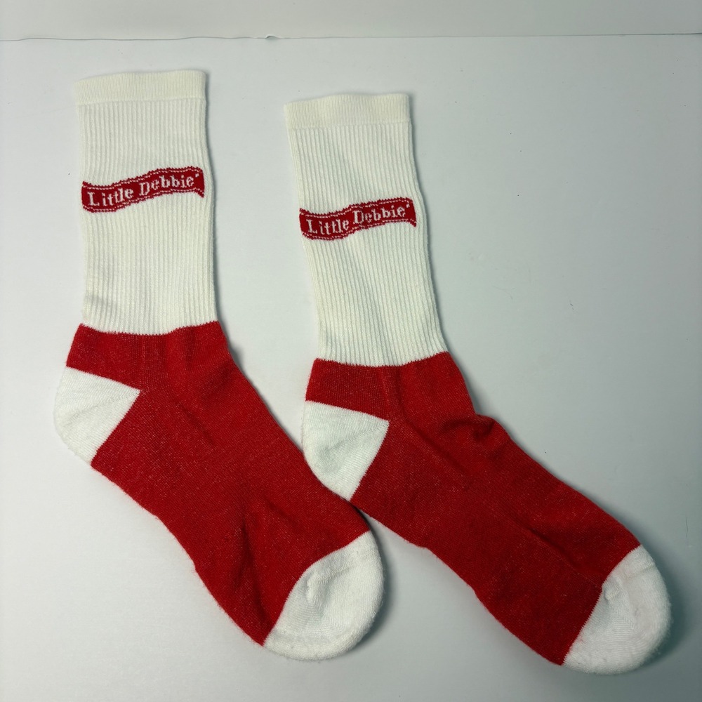 Little Debbie Snack Cakes Crew Socks Red White Logo Novelty One Size Unisex